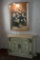 Grand Millennial Credenza with Illuminated R. Colao Daisies & Cornflowers Bouquet Vase Artwork -
