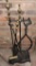 Ornate Brass & Iron Metal Fireplace Tool Set