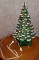 Illuminated Holland Mold Vintage Flocked Ceramic Christmas Tree with Star Base