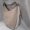 Alfani White & Tan Linen Hobo Tote Bag with Magnetic Snap & Silver Closure - New with Tags