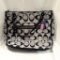 Coach Hallie Signature Poppy Black & Gray Metallic Handbag with Charm Tags