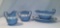 Wedgwood Queensware Embossed Cream On Lavender Blue Creamer, Sugar Pot & Gravy Boat with Underplate
