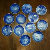 Huge Set of Vintage Copenhagen Porcelain B&G Bing & Grondahl Blue and White Christmas Collectors