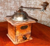 Vintage Wood Stahl-Werk Hand Crank Coffee & Spice Grinder with Drawer by Peter 
