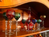 Imperial Crystal Bohemian Cut to Clear Wine Goblets, Cordials with Decanter