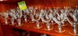 2 Sets of...Mid Century Modern Leaf Etched Small Coupe Liquor & Wine Glasses