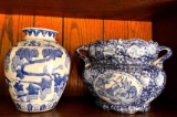 Pair of Blue & White Porcelain Ginger Jars
