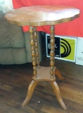 Solid Wood Vintage Turned Pillar Accent Table