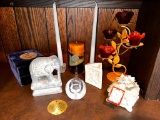 Good Luck Lot- Capodimonte Cricket Box, Stone Elephant, Brass Sand Dollar, Mats Jonasson Cat & More!