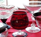 Vintage Glassware - Platinum Trimmed Goblet,...Candy Dish, Sterling Silver Base, Vanity Jar & More!