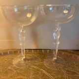 Stunning Pair of Dell Williams Cero Mouth Blown Wine Glasses
