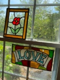 2 Small Stained Glass Window Hangings