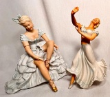 2 Rare East & West German Ballerina & Art Deco Dancer Sculptures - Marked