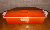 Flamed Colored Vintage Le Creuset Heritage Covered Rectangular Stoneware Casserole Dish