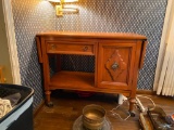 Mobile Vintage Bar Serving Cart with Drop Leaves