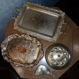 FEINGOLD Dore or Fin Wolff 24 Carat Gold Plated Serving Platters, Candy Dish and Napkin Holder