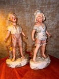 Rare Vintage German Boy & Girl at the Beach Building Sandcastles by Gebruder Heubach
