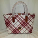 Dooney & Bourke Cranberry & White Mini Barlow Bag with Leather Trim - New with Tags