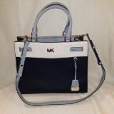 Michael Kors Large Reagan Blue White Admiral Leather Satchel Handbag - New with Tags