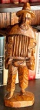 Vintage Carved Wooden Statue of a European Man Playing Accordion - We call him Hans