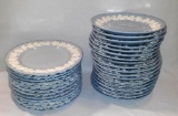 Wedgwood Queensware...Cream on Lavender...Shell Edge Embossed Salad Plates & Saucers