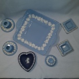 Wedgwood Jasperware Dish,...Etruria Embossed Queensware Square CakePlate, Candle Holders & Ashtrays