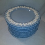 Set of Elegant Wedgwood Embossed Queen's Ware Cream Color on Lavender...Dinner Plates...with Shell E