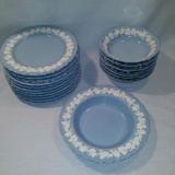 Wedgwood Queen's Ware Cream Color on Lavender Salad Plates,...Cereal & Soup Bowls...with Shell Edge