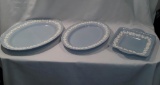 3 X Vintage Wedgwood Embossed Etruria & Batlaston Queen's Ware Cream on Lavender Shell Edge...Englis