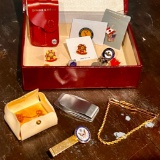 Treasure Box - Military Pins, Tie Tacks, Money Clip Pocket Knife & Old Coins from Sweden & Austria