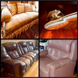 Grand-Millennial Sofa, Dusty Rose Leather Recliner & 2 La-Z-Boy Couches!