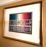 Large Signed & Framed...Vintage Abstract Lithograph by...Yaacov Agam
