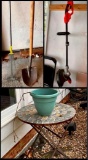 Outdoor Table, Planter with a Rake, Shovel & Weed Wacker - SEE PICTURES!
