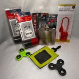 Texas Hold'Em Poker Chips & Cards Stainless Flask, LED Book Light, FM Radio Pen & More!