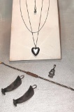 Sterling Silver Locket, Necklace, Earrings, Bracelet & Diamond Toned Pendant - All Marked 925