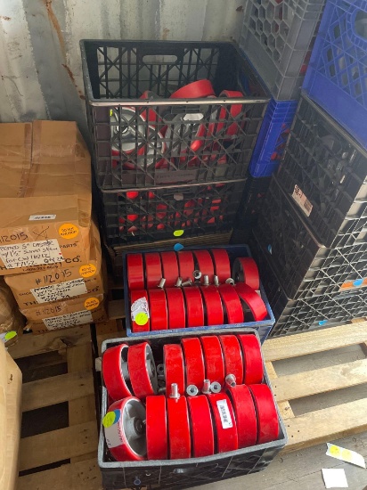 (5) Small Crates of Red Wheels