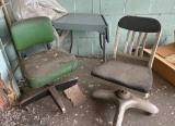 (2) Vintage Office Chairs and Metal Side Table