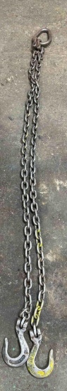 Approximately 5.5 foot long two-legged chain sling