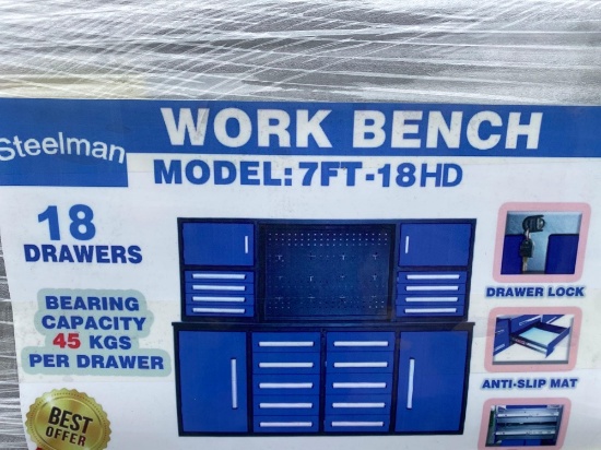 New Steelman Metal Workbench Model 7ft-18HD
