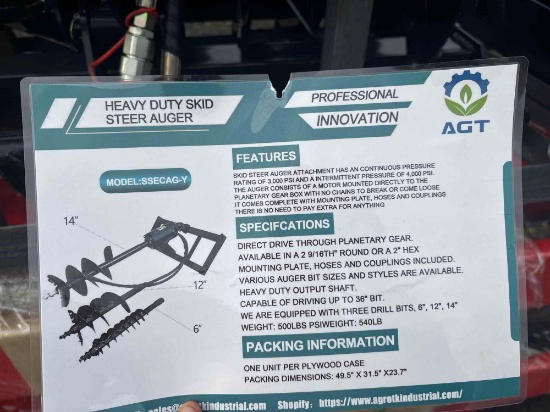 NEW AGT Heavy Duty Auger Set with Three Bits