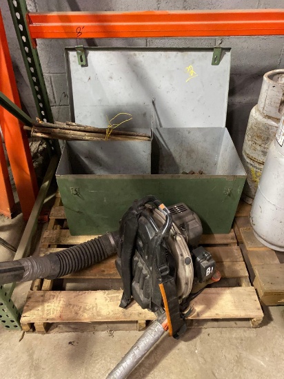 Echo Backpack Blower, (10) Concrete Pins, Come-A-Long & Steel Tote