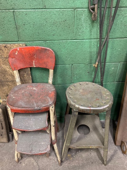 (2) Vintage Metal Stools