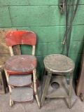 (2) Vintage Metal Stools