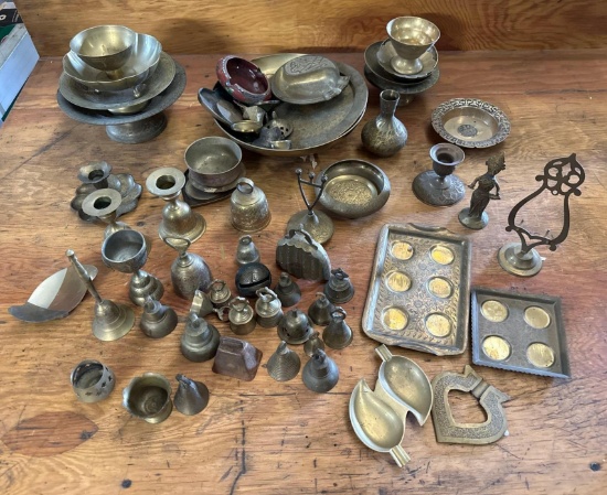 Indian Brass Bells, Trays, Bowls, and Decor