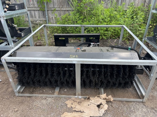 New Wolverine Hydraulic Articulating Angle Broom Skid Steer Attachment Model: PAB-11-72W