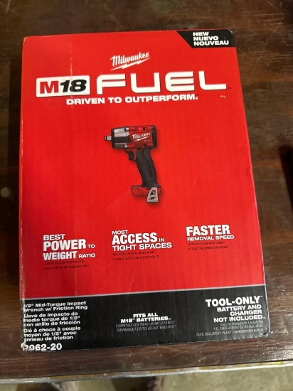 New Milwaukee M18 Fuel 1/2in Mid-Torque Cordless Impact Model 2962-20