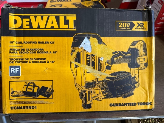New Dewalt 20v Cordless 15 deg Coil Roofing Nailer Kit Model DCN45RND1