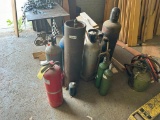 Group of Canisters, Tanks, and Fire Extinguisher