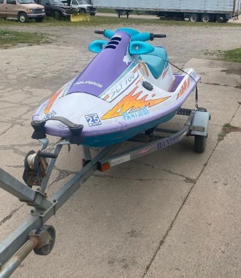 1996 Polaris SLT780 with Bandit trailer (off-site item, read description)