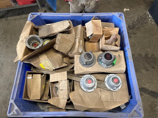 Large Crate Of Assorted Trailer Oiler Hub Caps